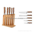 Wooden handle knife and knife block knife set